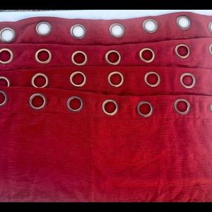 Waverly Curtain Drapes Red Solid w/Brassy Grommets